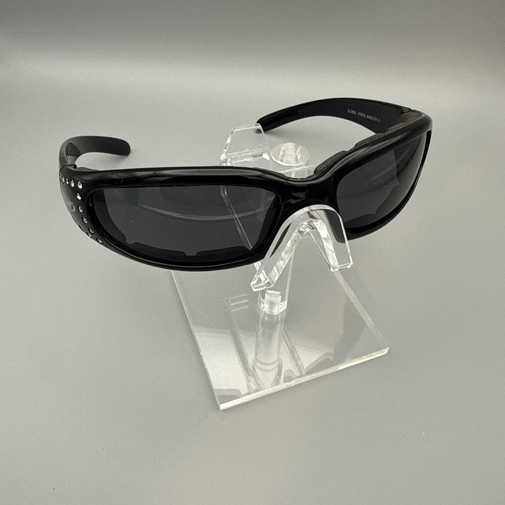 Global Vision Marilyn-3 Ladies Padded Biker Glasses Black Frame Polarized Lens